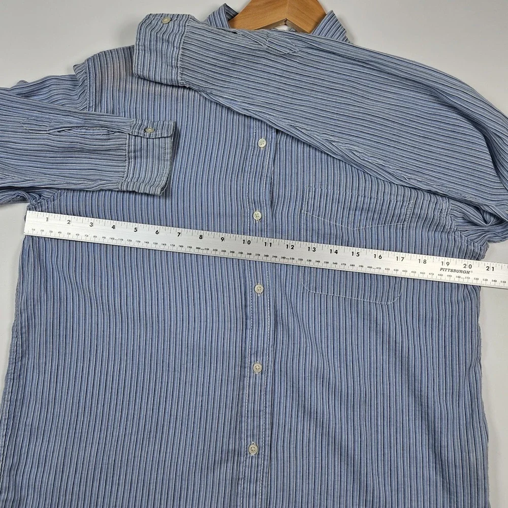 Denim & Supply Ralph Lauren Blue Womens Button Up Shirt Stripe Lightweight Large - Picture 6 of 6